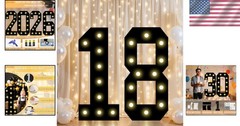 Marquee Numbers Black Party Decor | Large Lighted Number