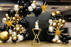 Black and Gold Balloon Garland Arch Kit for Graduation, New Year, Birthday Decor
