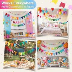 Pre-Strung Happy Birthday Banner & Felt Garland Set – Birthday Colorful