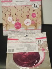 Amscan Wedding Love, I Do, Party Decorations 12pc Pink Foil Hanging Decor