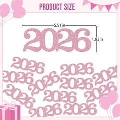 Pink Table Confetti Class Of 2026 Graduation Decorations 5.4×3.8 Inch 24 PCS