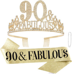90th Birthday Decorations for Women90th Birthday Sash90th Birthday Crowns for…