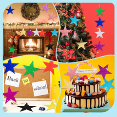120 Pcs Glitter Star Cutouts Paper Star Confetti Cutout Assorted Color Glitter S