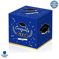 2026 Graduation Card Box – Blue, Foldable, Modern Design