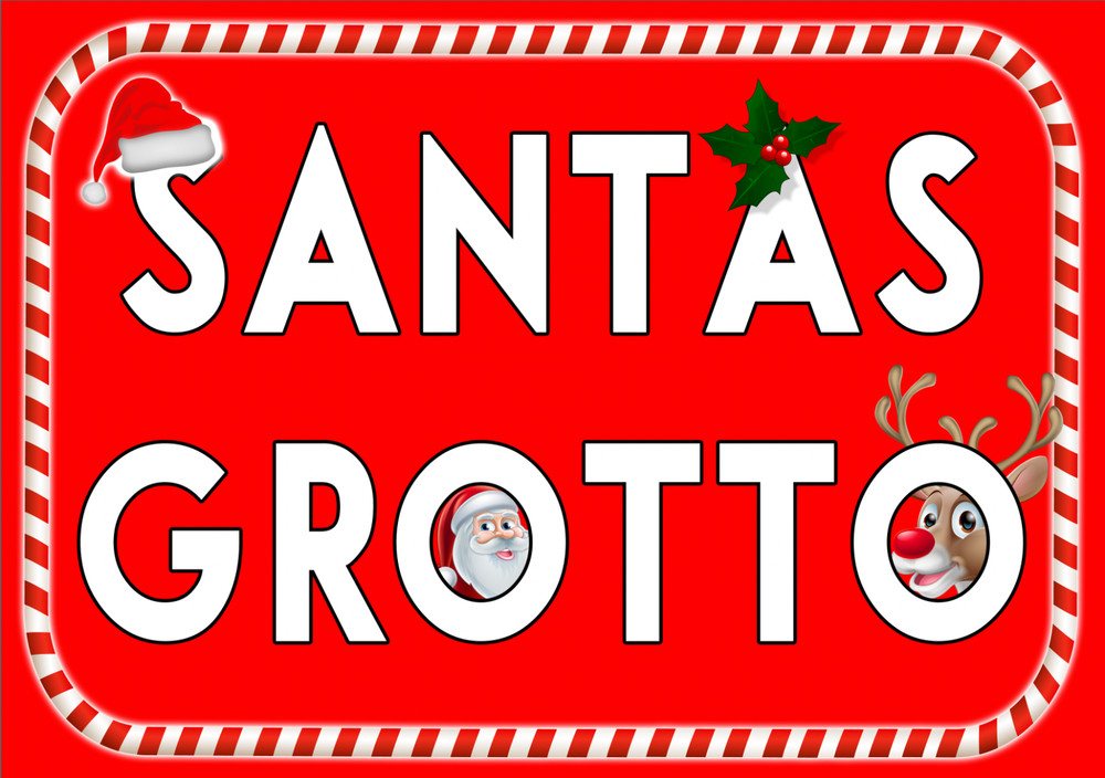 Wall Poster Print Sign Santa Santa’s Grotto Notice Decoration Optional Laminated