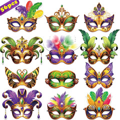 56-Piece Mardi Gras Mask Set: Carnival Party Decorations and Favors