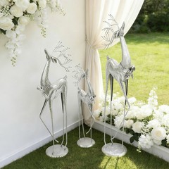 3PCS Deer Statues Modern Deer Figurines Freestanding Deer Ornaments