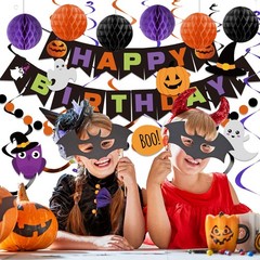 Halloween Birthday Decorations – Happy Birthday Banner with Honeycomb Ball, H…