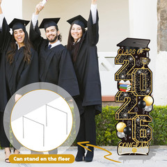 4 PCS Black Gold Graduation Yard Signs Class of 2026 | Black Gold 4 PCS, 6 Stake