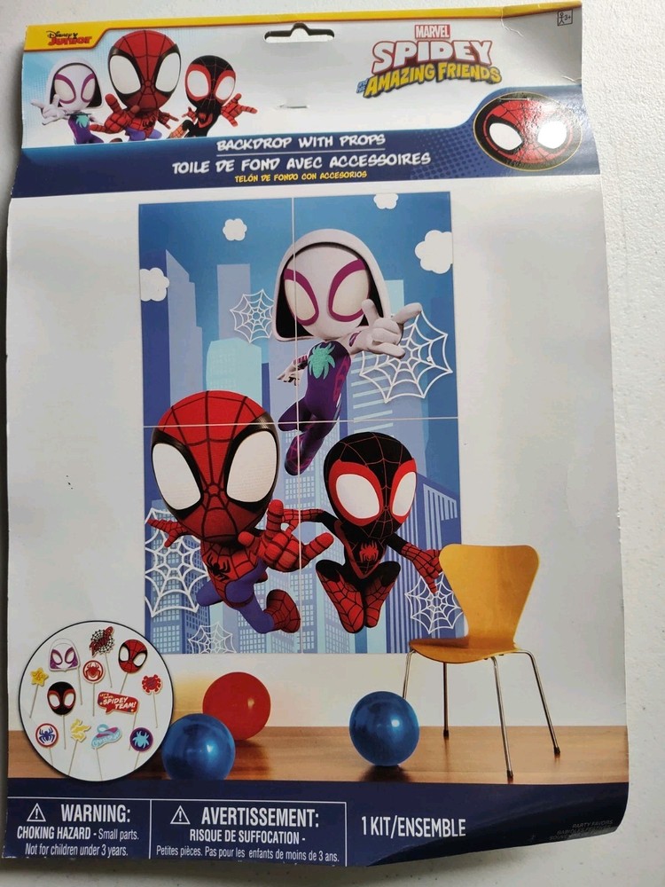 Marvel Spidey Amazing Friends Party Decorations Backdrop & 12 Props Kids Party