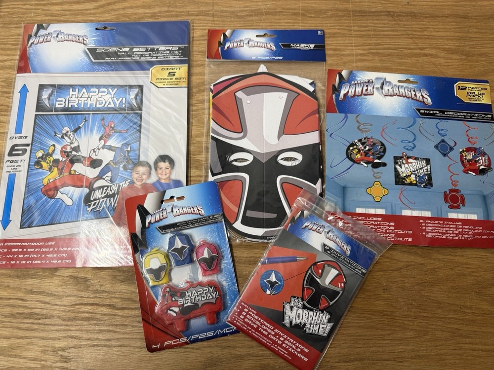 Mighty Morphin Power Rangers Happy Birthday Party Lot Supplies Decorations Masks