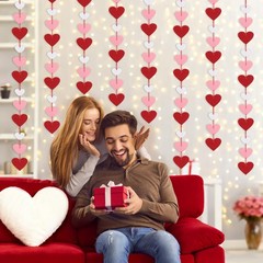 8 Pack Felt Heart Garland, Valentines Day Decorations-No DIY Red Pink White H…