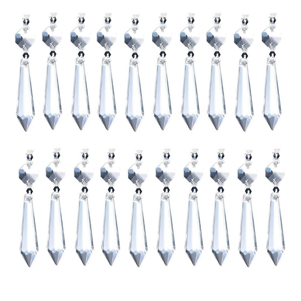 20 Pcs Chandelier Icicle Crystal Prisms Replacement for Lamp Decoration