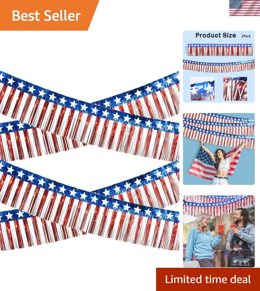2 Pack Patriotic Streamers – 10 FT Red, White & Blue for July 4th Celebrations