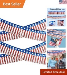 2 Pack Patriotic Streamers – 10 FT Red, White & Blue for July 4th Celebrations