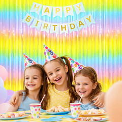 2 Packs Foil Fringe Curtain Backdrop | Party Decoration | Birthday Photo Booth