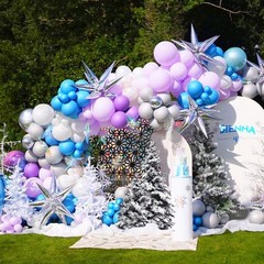Frozen Party Balloons – 60-Pack 12-Inch Purple & Blue Balloons with Snowflake.