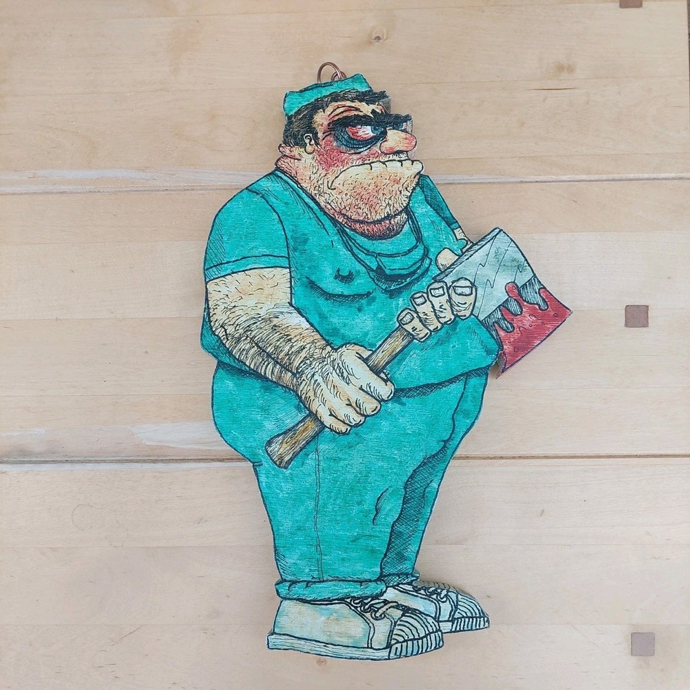 Demon Doctor Halloween Decoration Wall Hanging Plaque Horror Nurse Art