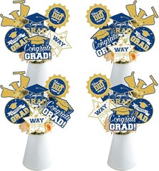 2026 Graduation Party Decorations – 24 Pcs Class of 2026 Congrats Blue Gold