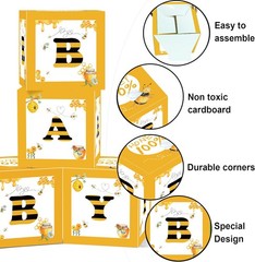 Bee Baby Shower Balloon Boxes Decorations – 4Pcs Honey Bumble Theme What Will…