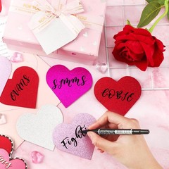 Glitter Heart Cutout, 120Pcs Heart Cutouts Red Pink White Rose Red Valentine’…