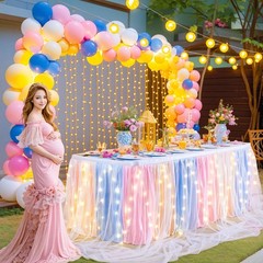 Rainbow Tulle Tutu Table Skirt for Rectangle Tables or Round Table,Led Light …
