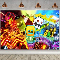 Geometry Dash Party Supplies Backdrop Banner Poster Vinyl 5x3ft Birthday Gift