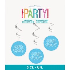 Baby Shower Hanging Swirl Decorations Gender Revel Party Pack of 6 Pink & Blue