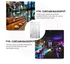 2 Packs Silver Multicolor Tinsel Foil Fringe Curtain Backdrop Engagement Bridal