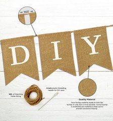 Custom Banner Kit, 97 Burlap Flags, WHITE Pre Printed Letters & Numbers, 120ft
