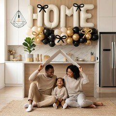 Housewarming Party Decorations – 40″ Large HOME Letter Balloons White Black G…