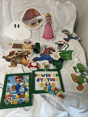 Mario Bros Party Decoration Paper Theme Princess Peach Mario Luigi Wall 19 Piece