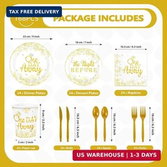 168 Pcs One Day Away Rehearsal Dinner Decorations The Night Before Wedding Plate