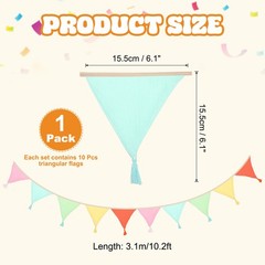 3.1m/10.2ft Fabric Pennant Banner, Pennant Banner Flags, Playful Pastel