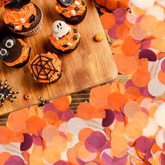 Maroon Orange Pumpkin Confetti for Fall Birthday Graduation Table Decor