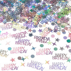 Iridescent Happy Birthday Confetti, 3000 Pcs Birthday Cake Table Metallic Foil C
