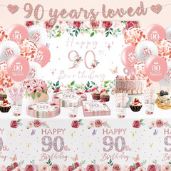 Rose Gold 90th Birthday Decorations for Women – Fabulous Celebration Set
