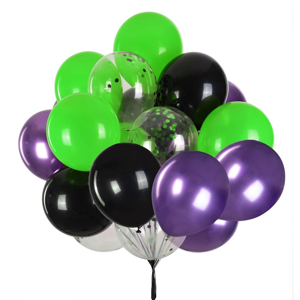 Black Purple Green Balloons,purple black and green balloons Confetti Balloon …