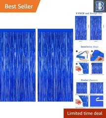 Versatile Navy Blue Tinsel Backdrops: 2 PCS, 3.28 FT x 7.05 FT for All Parties