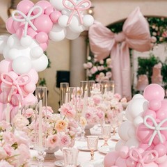 Coquette Decorations, 149 Pcs Pink and White Bow Balloon Garland Arch Kit for…