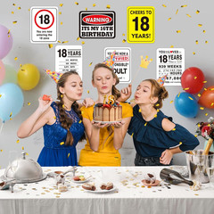18Th Birthday Party Decorations – 9PCS Wall Signs Funny Tags for Teenagers 18 Ye