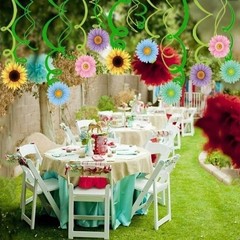 Summer Spring Sun Flowers Hanging Swirl Decorations – Themed Birthday Party 30pc