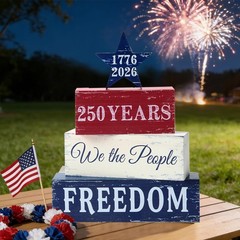 4 Pcs 250 Years American Anniversary Tabletop Decorations Red White Blue Star…