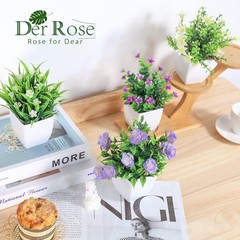 Der Rose 4 Pack Small Fake Plants Mini Artificial Faux Indoor 4-color