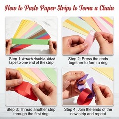 Pastel Chain Garland Kit & Mirror Star Garland, 800 Pre-Cut Strips with Doubl…