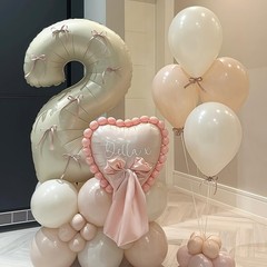 Cream Number 2 Balloons,40 Inch 2 Balloons Giant Helium Foil Mylar Beige 2