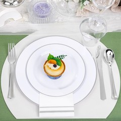SUT 175 Piece Silver and White Plastic Dinnerware Set for 25 Guests, Disposab…
