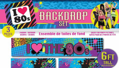 I love 80s Party 3pc Backdrop retro theme photo booth fun accessory decor banner