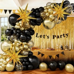 Graduation Balloon Arch Kit 2026, 149pcs black and gold Balloons with Star, B…