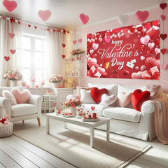 Valentines Day Banner Backdrop 71×43 Inch for Indoor/Outdoor Photography Decor